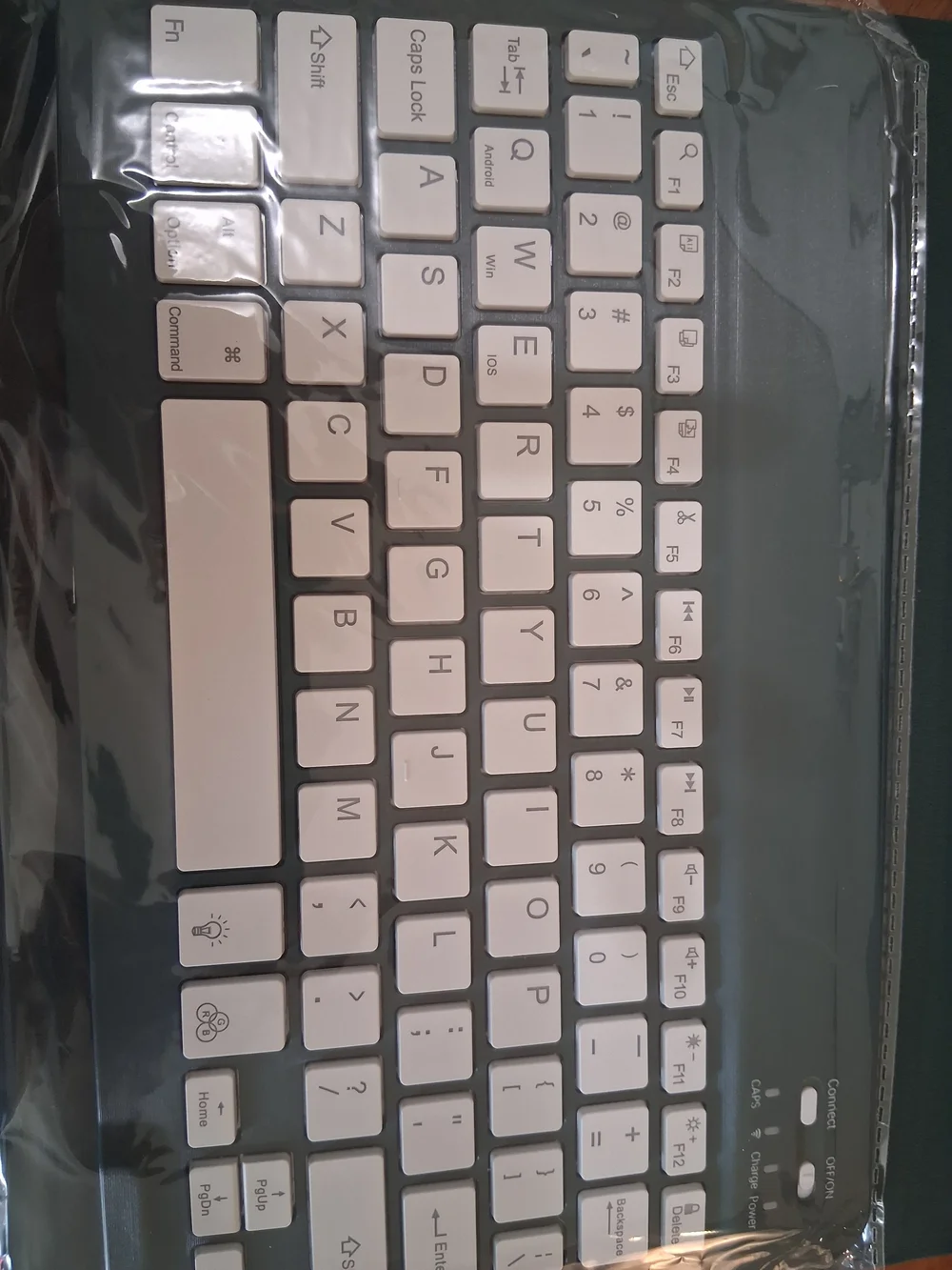 Wireless  Keyboard with White Keys and Green Frame